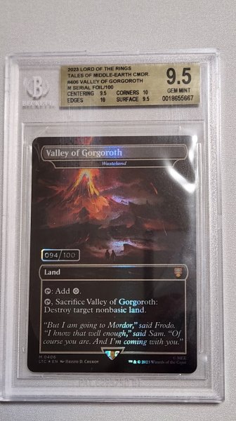 画像1: 【ダブルレインボウ・Foil】《ゴルゴロスの谷/Valley of Gorgoroth》//《不毛の大地/Wasteland》(シリアル入り)[LTC] 94/100 BGS9.5 (1)